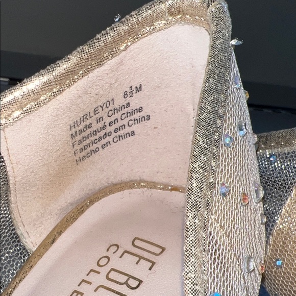 De Blossom Collection Gold Rhinestone Heels - Picture 8 of 9